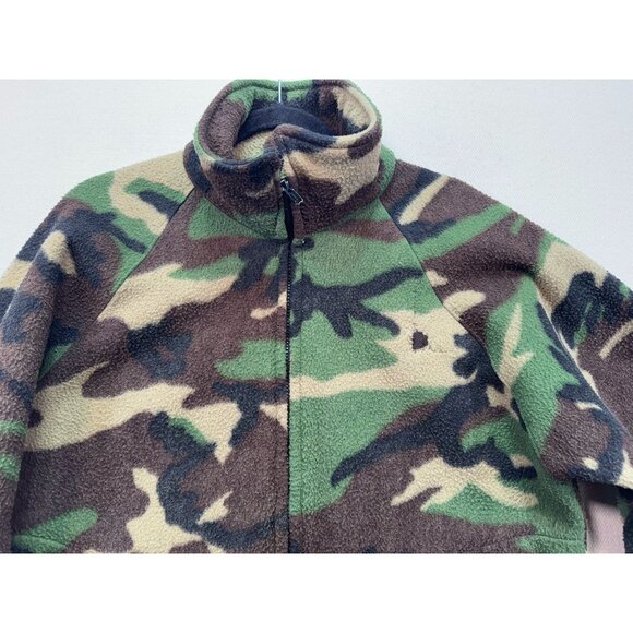 Vintage Saftbak Camo Fleece Jacket Mens S/M Green Brown - Picture 15 of 16